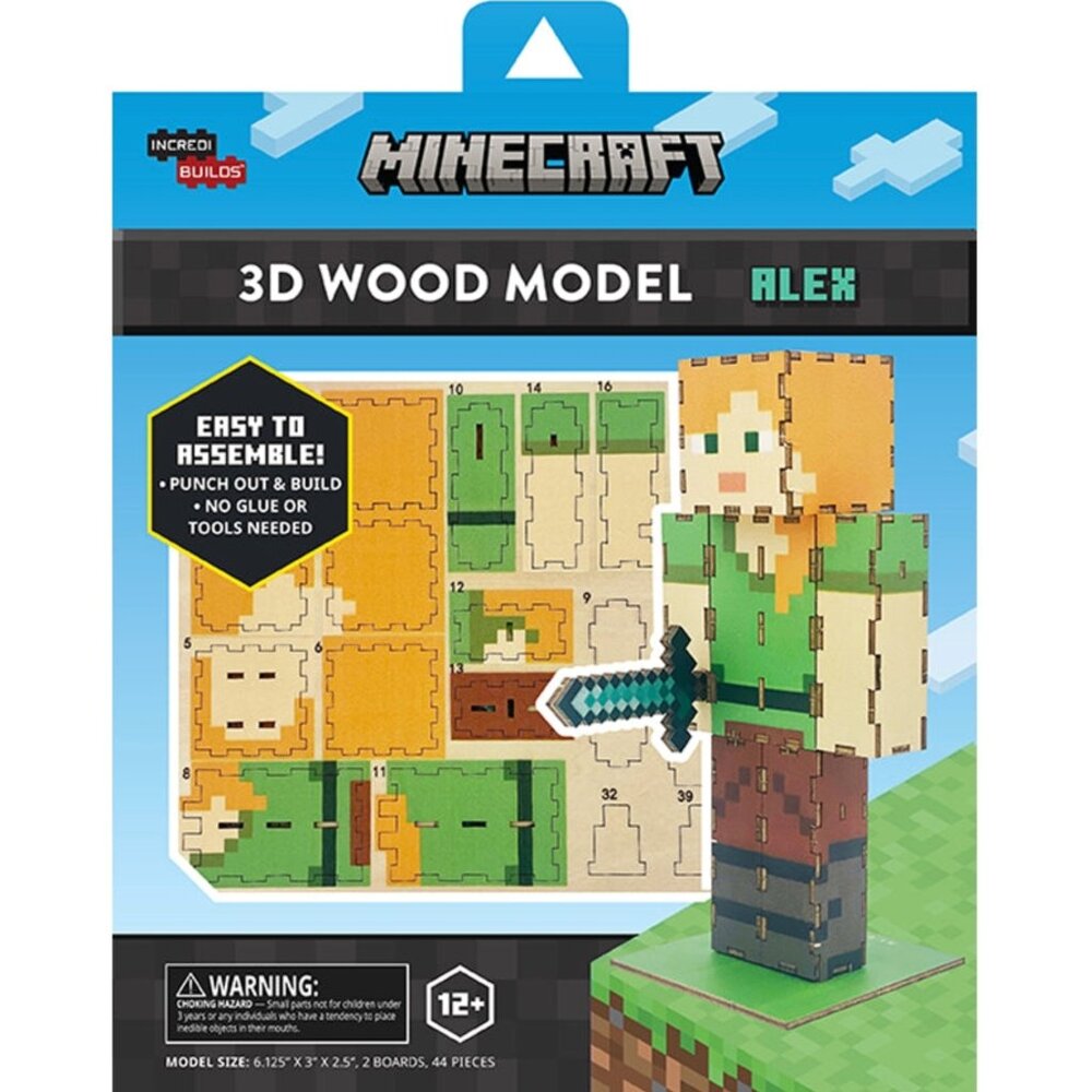 Minecraft Alex 3D Wood Model Kit - Arts and Crafts